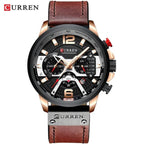 Military Leather Chronograph Wristwatch--My Store-Color:Rose Black Watch