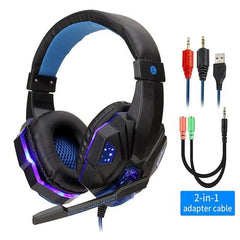 Led Light Wired Gamer Headset--My Store-Color:Black Blue With Light