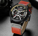 Military Leather Chronograph Wristwatch--My Store-My Store