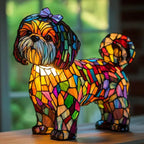 Table Top Cat and Dog Stained Glass LED Lamp