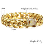Miami Gold Curb Cuban Bracelet--My Store-Color:Gold-Size:22cm