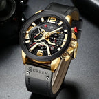 Military Leather Chronograph Wristwatch--My Store-My Store