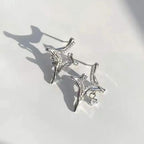 Asterism Rhinestone Earrings--My Store-Color:Silver-Size:S925 Silver Needle
