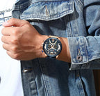 Military Leather Chronograph Wristwatch--My Store-My Store