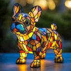 Table Top Cat and Dog Stained Glass LED Lamp