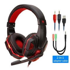 Led Light Wired Gamer Headset--My Store-Color:Black Red With Light