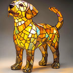 Table Top Cat and Dog Stained Glass LED Lamp